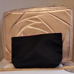 Lancome Gold Quilted Travel Organizer with Black Pouch
